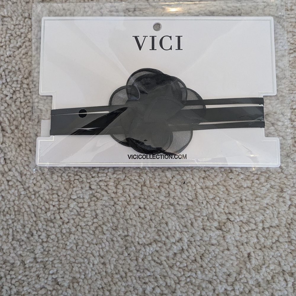 Vici Sacred Flower Black Ribbon Choker Necklace